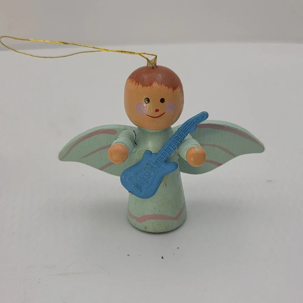 VTG Wood Angel Ornament Lot Hand Painted‎ Christmas Choir Missing Instruments